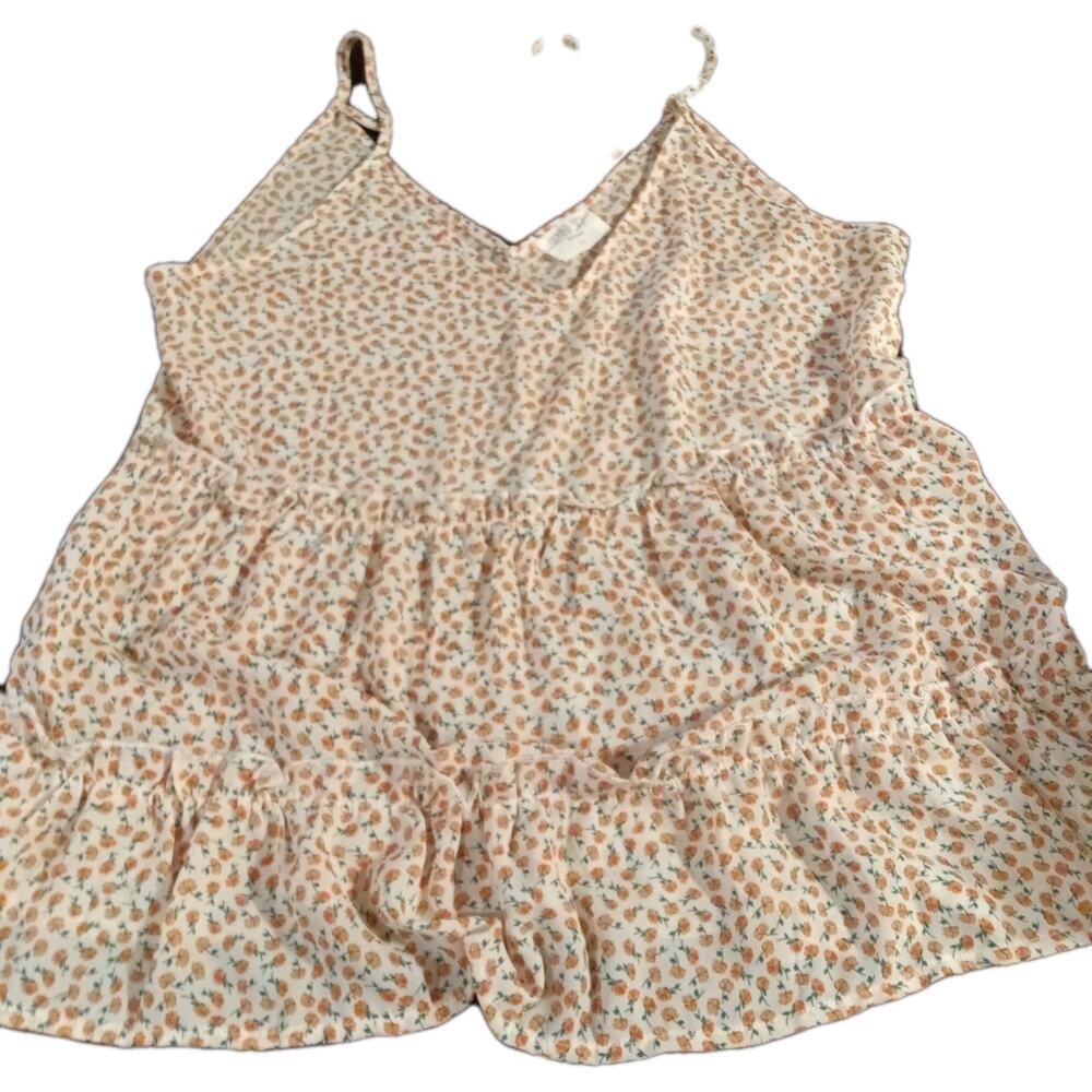SIENNA SKY orange floral, small, Floral Boho Cami Top-XS Fairy Cottage